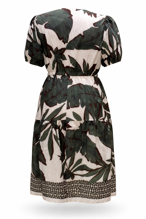 Robe en viscose imprimé feuilles-Paprika-11