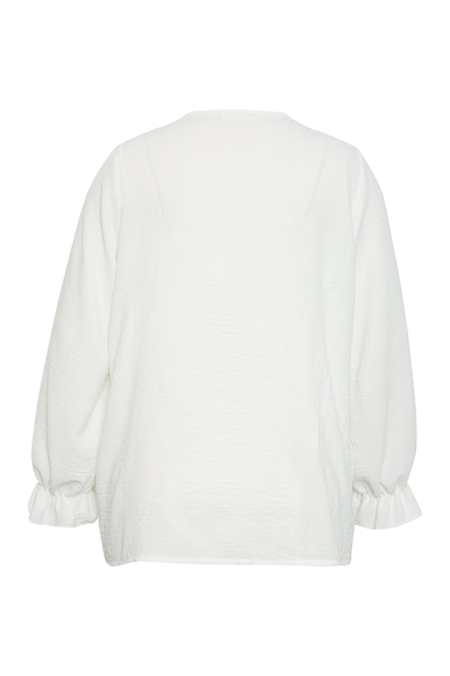 Blouse unie à volants-Paprika-2