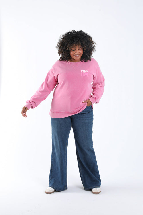 Sweat en coton Pink love octobre rose-Paprika-7