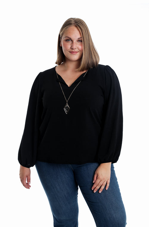 T-shirt bi-matière uni avec collier-Paprika-1