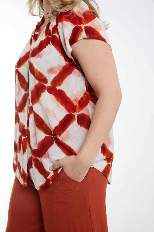 Blouse en viscose imprimé graphique-Paprika-6