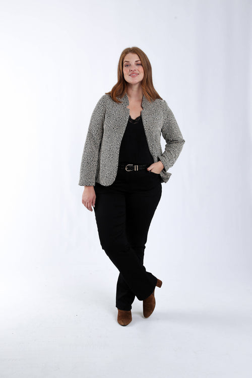 Veste jacquard bicolore avec lurex-Paprika-6