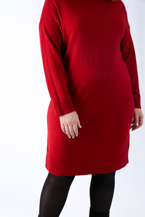 Robe pull unie-Paprika-5