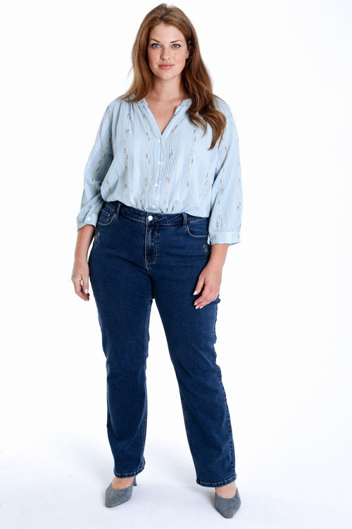 Jeans droit Mia avec broderies-Paprika-8