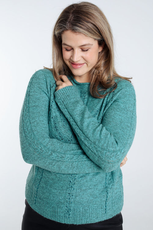 Pull uni torsade et strass-Paprika-3