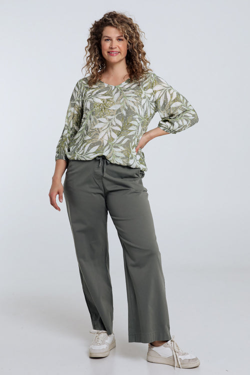 Blouse en viscose imprimé feuillage-Paprika-7
