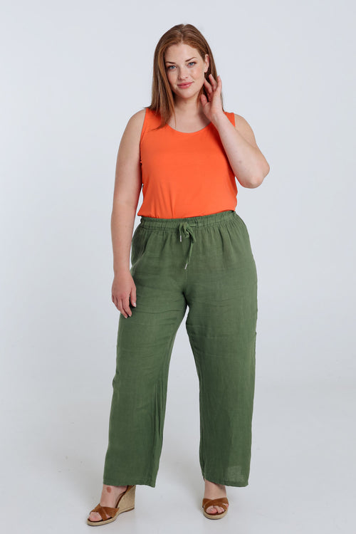 Pantalon en lin uni-Paprika-8