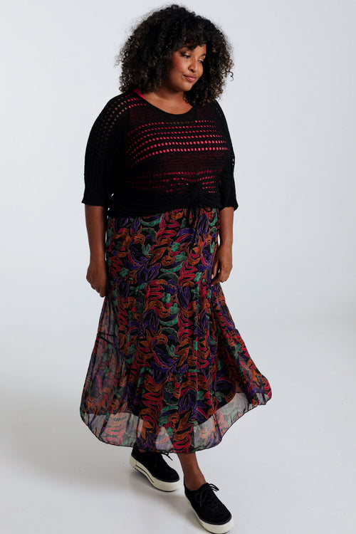 Pull filet rayé en viscose-Paprika-7