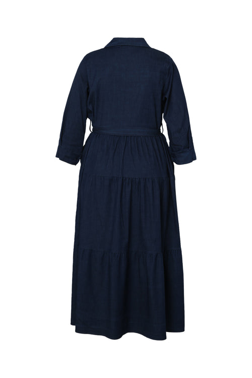 Longue robe à volant en jeans-Paprika-11