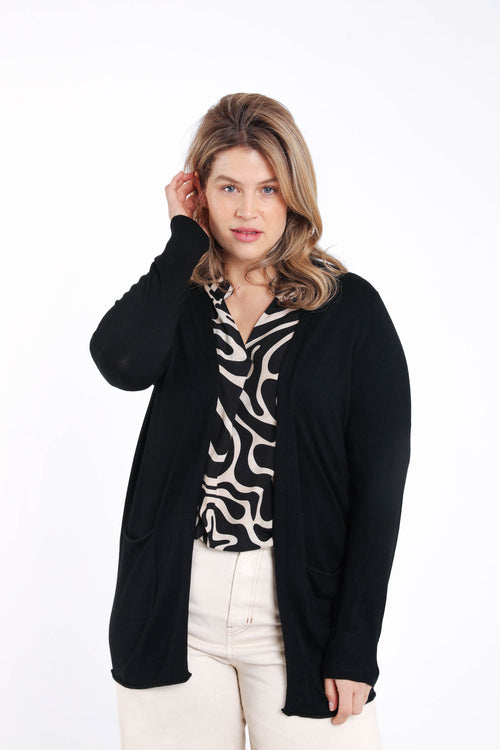 Cardigan fin en viscose uni-Paprika-3