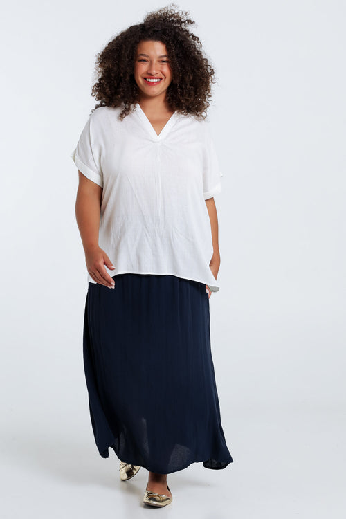 Jupe longue en viscose unie-Paprika-9