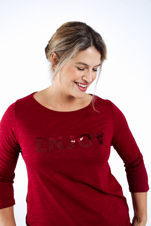 T-shirt en coton uni Enjoy-Paprika-2