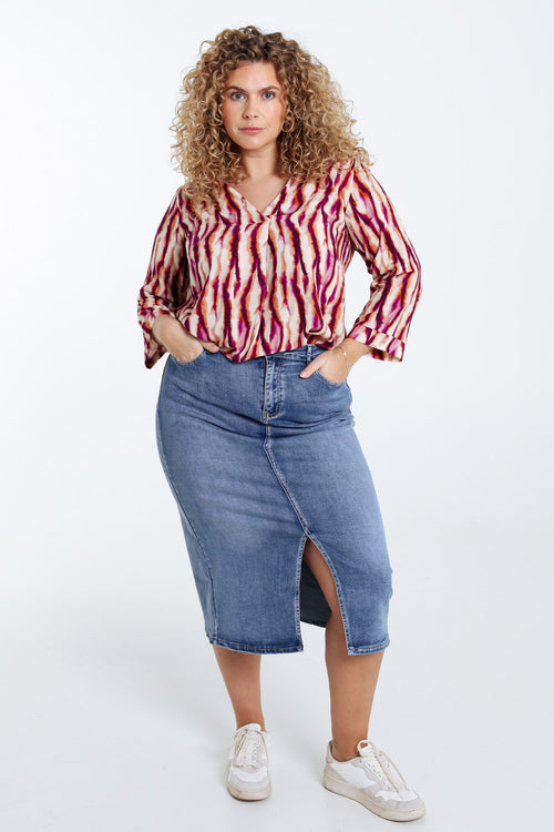 Blouse en viscose imprimé tie and dye-Paprika-7