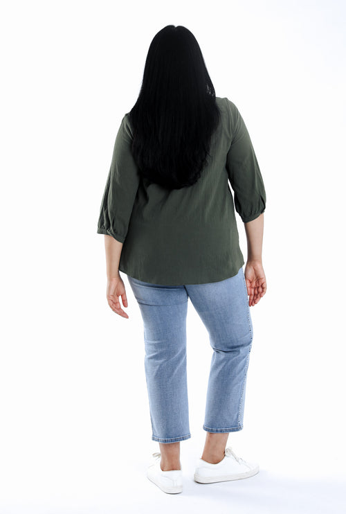 Blouse en coton unie-Paprika-2