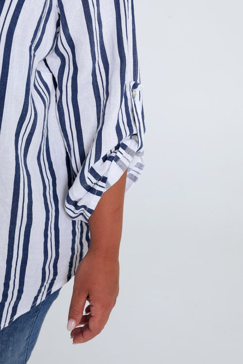 Chemise en lin avec rayures-Paprika-6