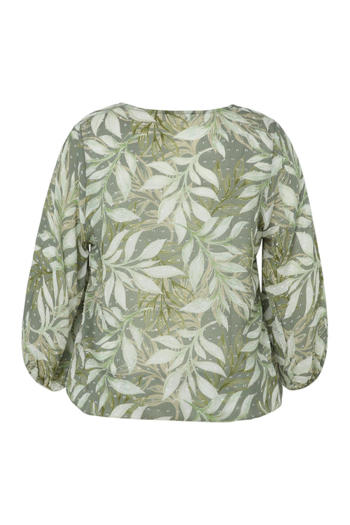 Blouse en viscose imprimé feuillage-Paprika-11