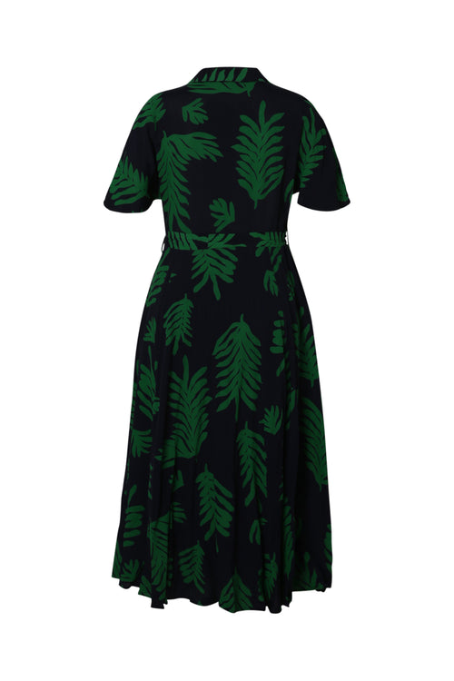 Longue robe en viscose imprimé feuillage-Paprika-11
