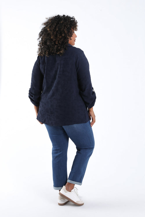 Chemise unie avec motif fleurs en relief-Paprika-2