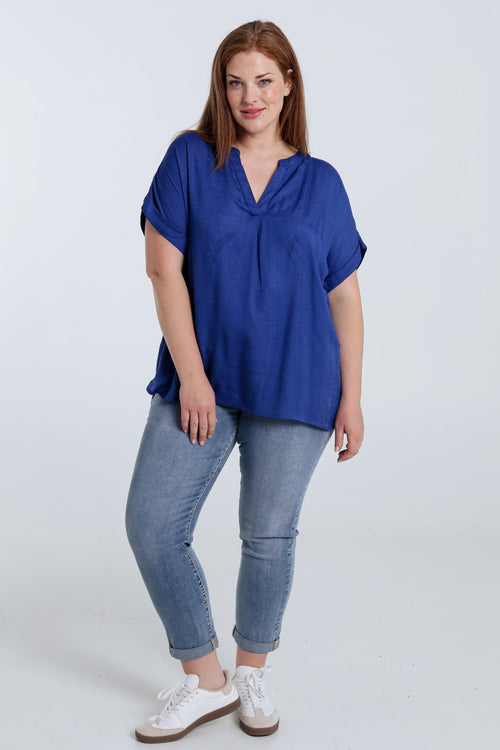 Blouse en viscose rayures lurex-Paprika-9