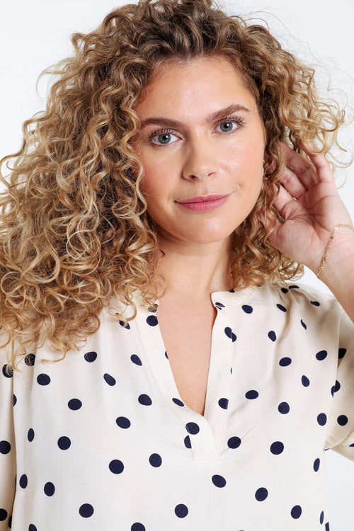 Blouse en viscose imprimé pois-Paprika-3