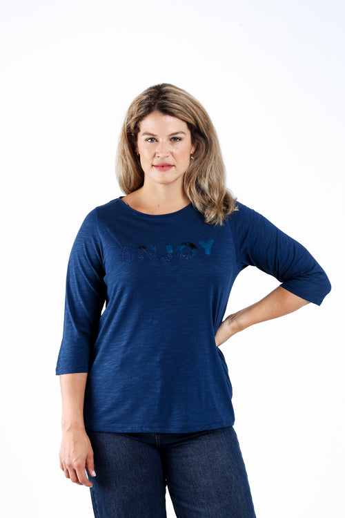 T-shirt en coton uni Enjoy-Paprika-1