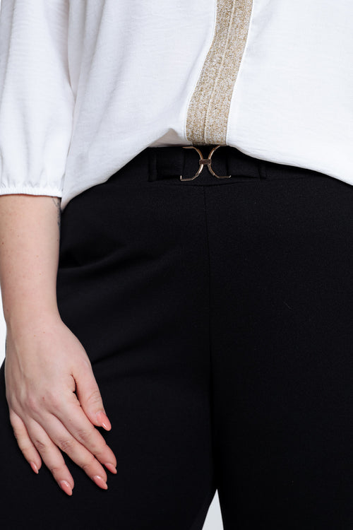 Pantalon large uni avec boucle dorée-Paprika-3