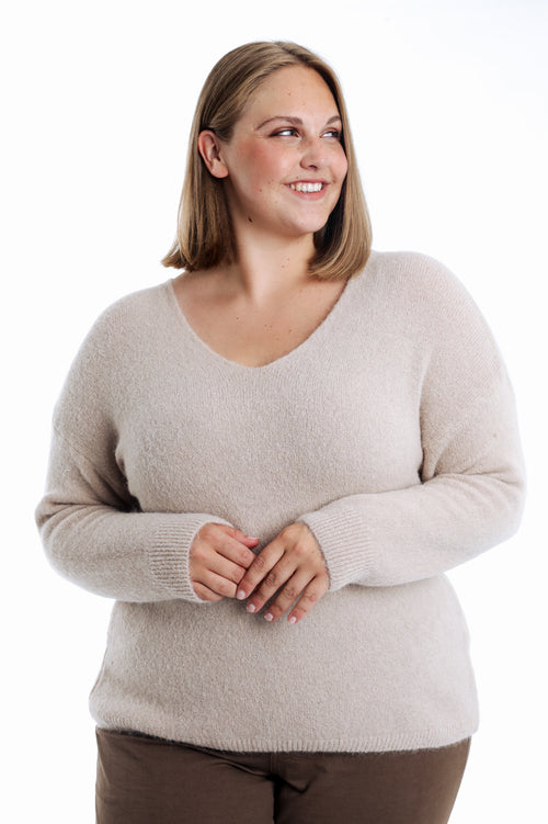 Pull avec alpaga uni-Paprika-1