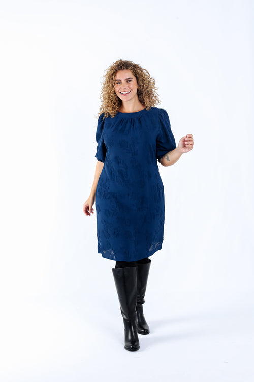 Robe courte unie avec motif en relief-Paprika-7