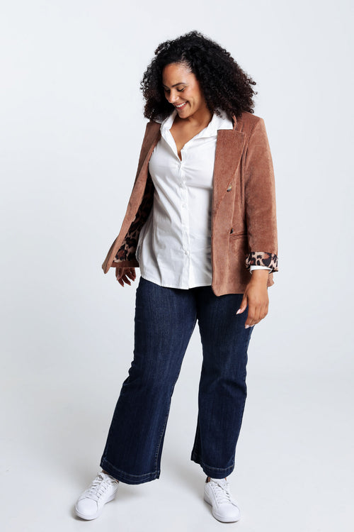 Blazer en velours doublé imprimé peau de bête-Paprika-8