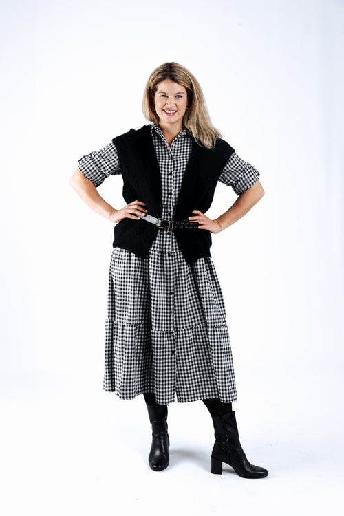 Robe longue imprimé vichy-Paprika-8