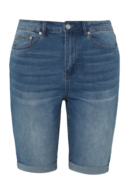 Bermuda en jeans en fibres recyclées-Paprika-10