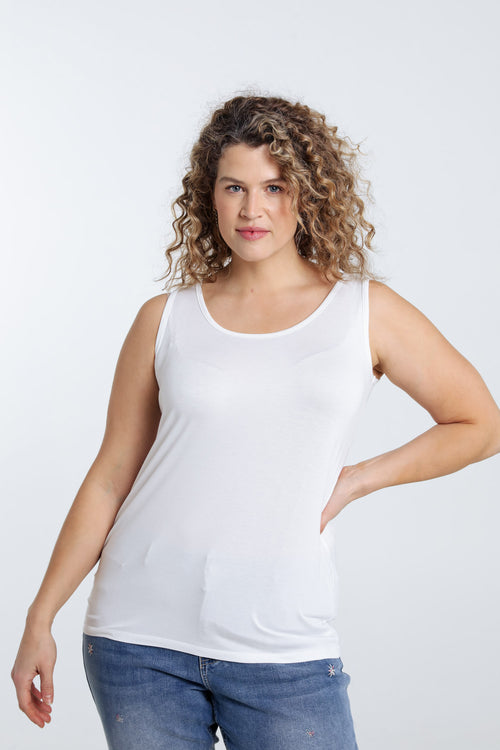 Débardeur uni en viscose-Paprika-1