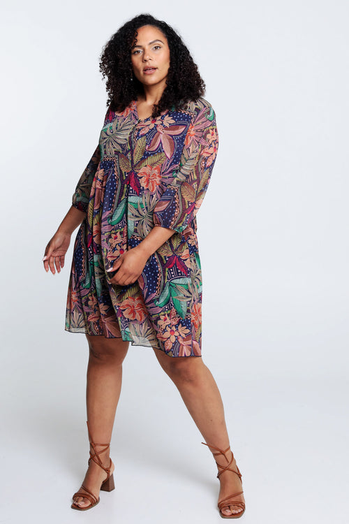 Robe en résille plissée-Paprika-8