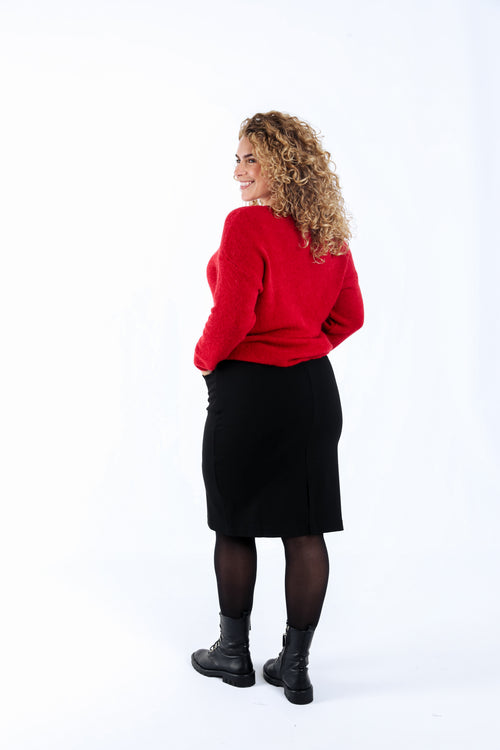 Jupe crayon en viscose unie-Paprika-2