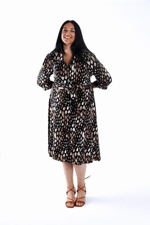Robe chemise imprimé animal-Paprika-7