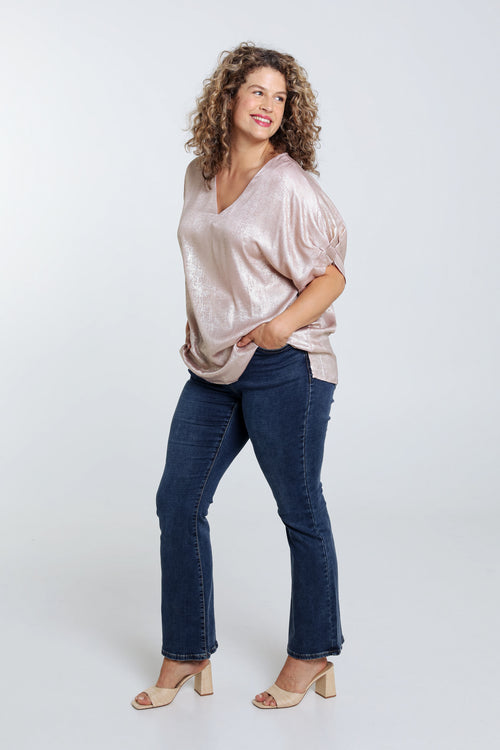 Blouse brillante à manches ballons-Paprika-9