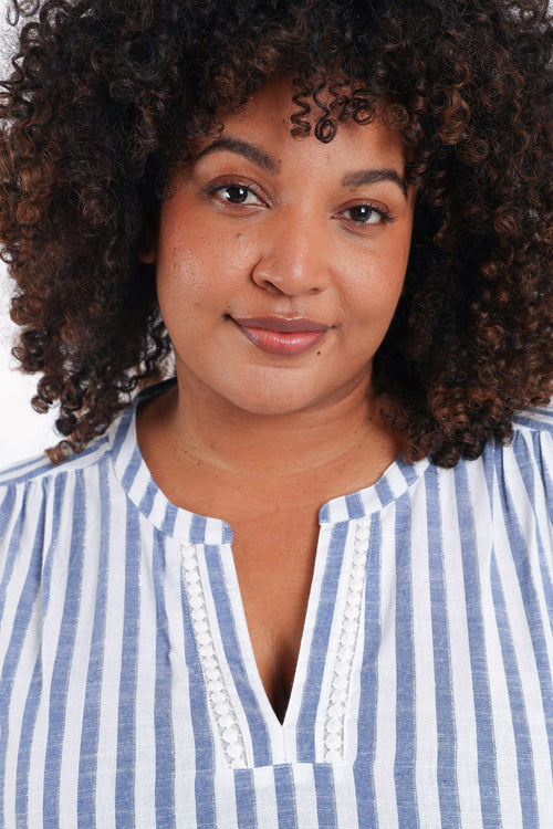 Top rayé avec foil et broderies-Paprika-3