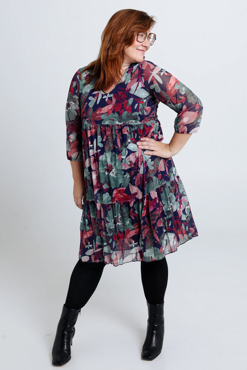 Robe tunique en résille froissée-Paprika-7