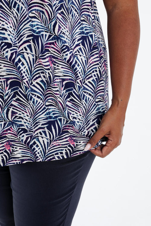 T-shirt en maille froide imprimé feuillage-Paprika-6