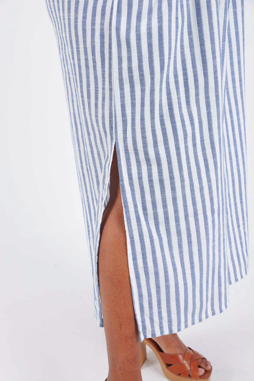 Robe longue en viscose rayée-Paprika-6