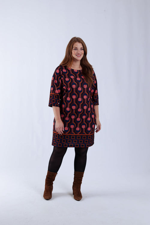 Robe housse imprimé graphique-Paprika-1