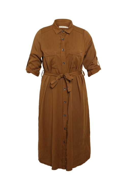 Robe tunique en tencel et lin-Paprika-10