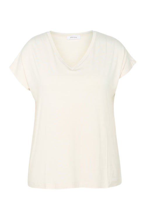 T-shirt uni en viscose-Paprika-10