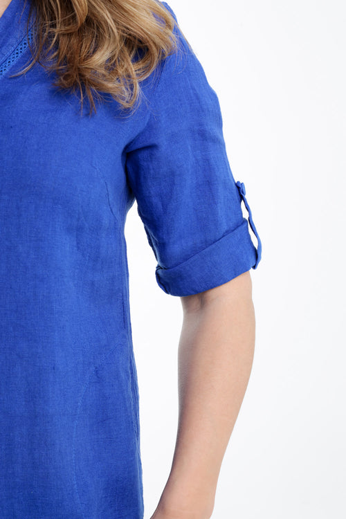 Robe tunique en lin unie-Paprika-5