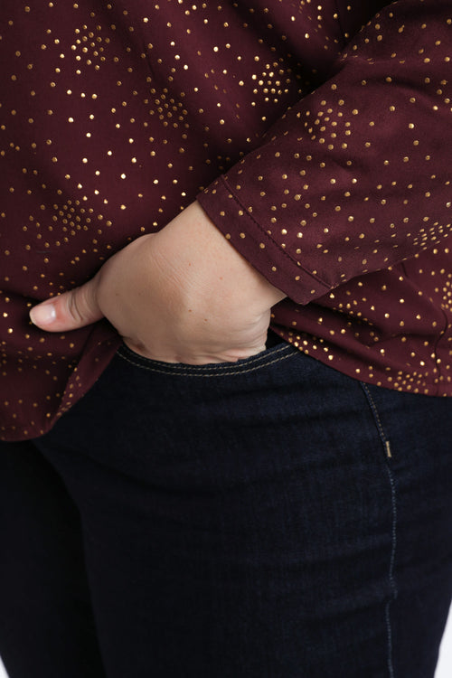 Chemisier en viscose à pois avec détail foil-Paprika-5