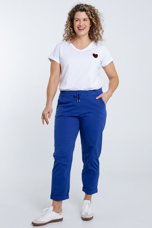 T-shirt en coton uni avec coeur en sequins-Paprika-7