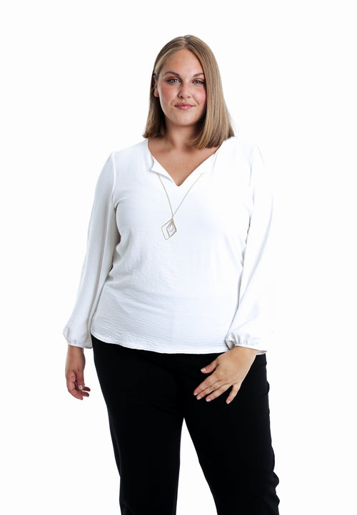 T-shirt bi-matière uni avec collier-Paprika-1