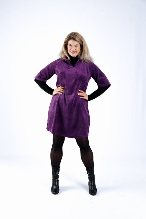 Robe en velours côtelé unie-Paprika-7