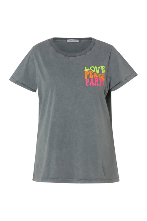 T-shirt en coton avec imprimé message fluo-Paprika-10