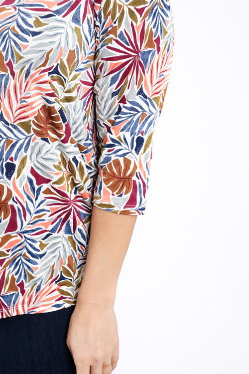 T-shirt imprimé feuillage-Paprika-5